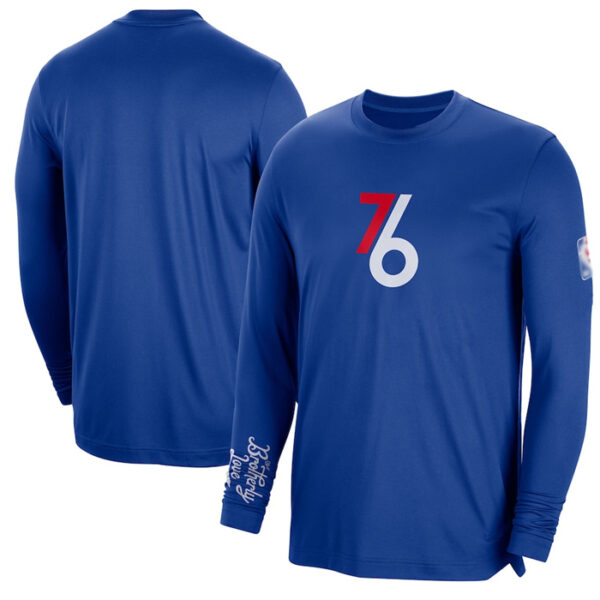 Men's Philadelphia 76ers Royal 2022 23 City Edition Essential Expressive Long Sleeve T-Shirt