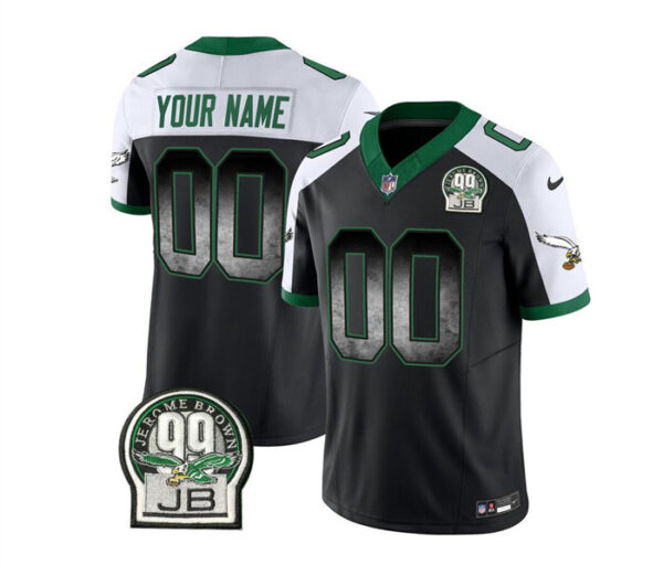 Men's Philadelphia Eagles Active Player Custom Black White 2023 F.U.S.E. Throwback Vapor Untouchable Limited Stitched Football Jersey