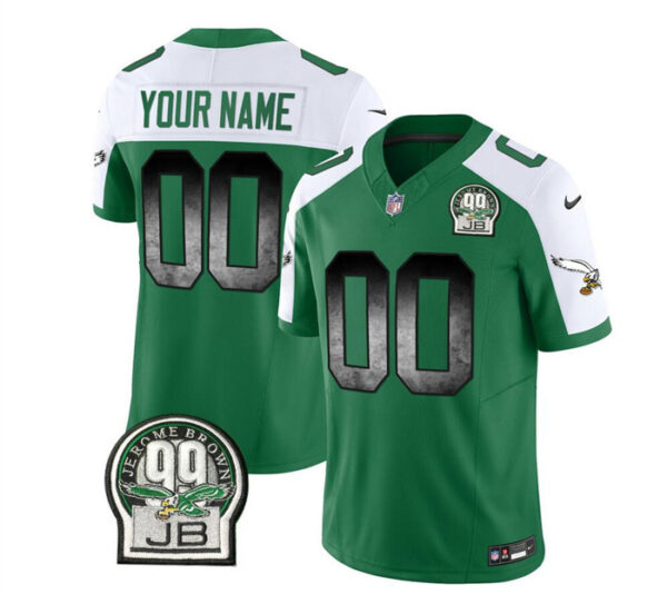 Men's Philadelphia Eagles Active Player Custom Green White 2023 F.U.S.E. Throwback Vapor Untouchable Limited Stitched Football Jersey