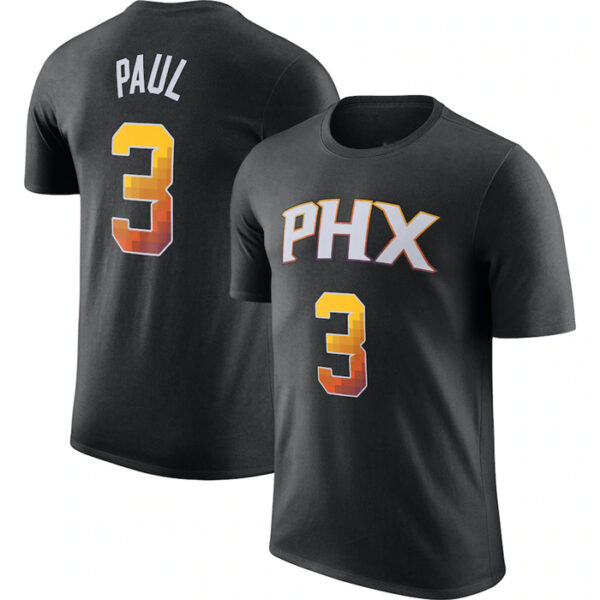 Men's Phoenix Suns #3 Chris Paul Black 2022 23 Statement Edition Name & Number T-Shirt