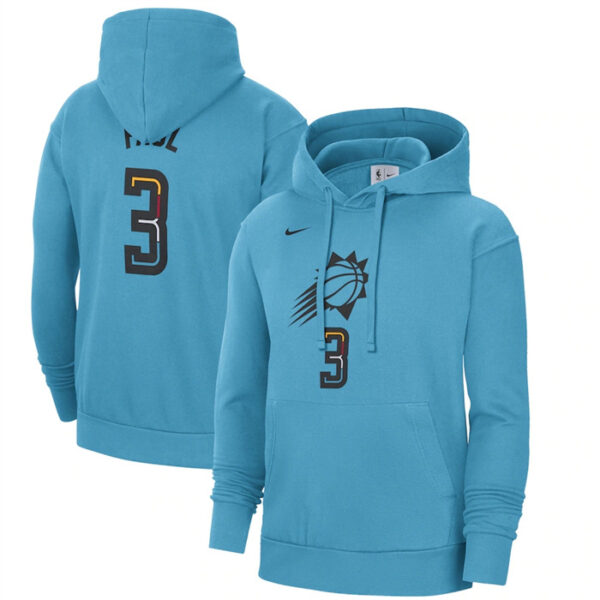 Men's Phoenix Suns #3 Chris Paul Blue 2022 23 City Edition Name & Number Essential Pullover Hoodie