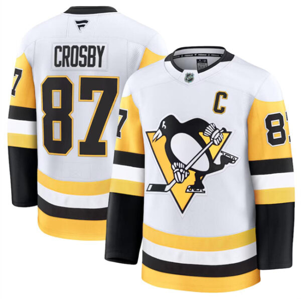 Men's Pittsburgh Penguins Active Player Custom White 2024-25 Away Stitched Hockey Jersey