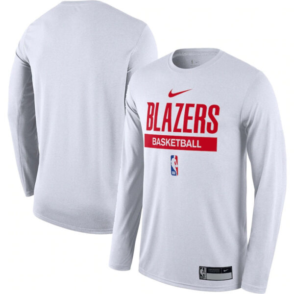 Men's Portland Trail Blazers White 2022 23 Legend On-Court Practice Performance Long Sleeve T-Shirt