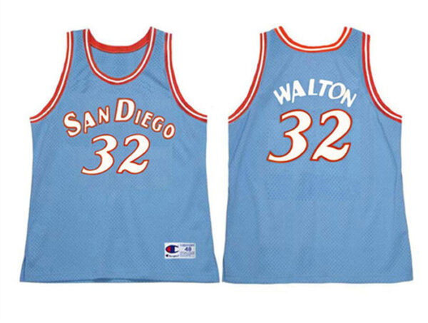 Men's San Diego Clippers#32 Bill Walton 1983 Blue Stitched Jersey