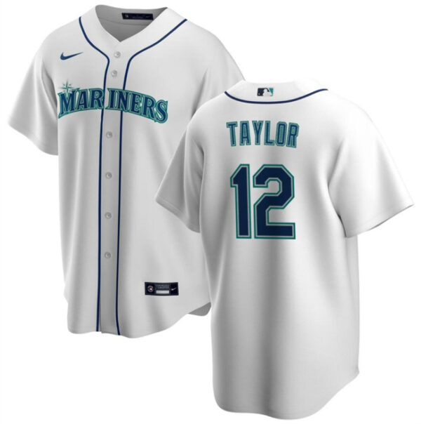 Men's Seattle Mariners #12 Samad Taylor White Cool Base Stitched Jersey