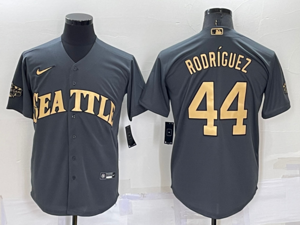 Men's Seattle Mariners #44 Julio Rodriguez Grey 2022 All Star Stitched Cool Base Nike Jersey