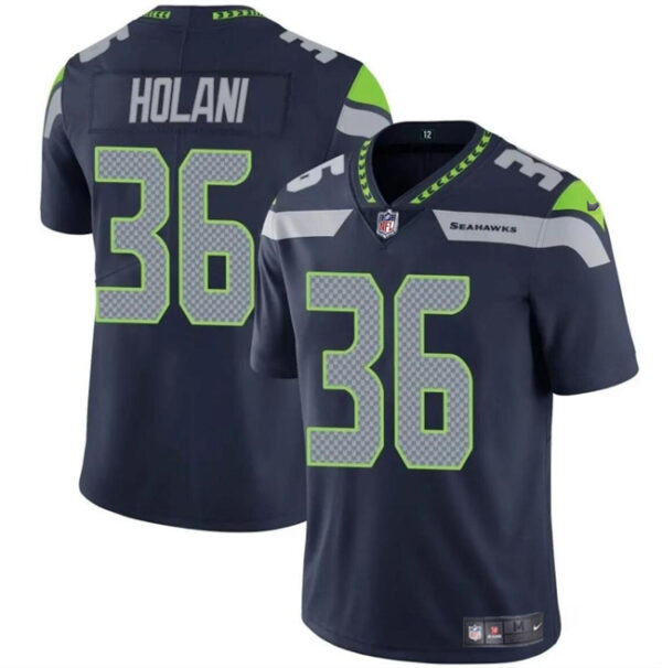 Men's Seattle Seahawks #36 George Holani Navy 2024 Vapor Limited Stitched Football Jersey