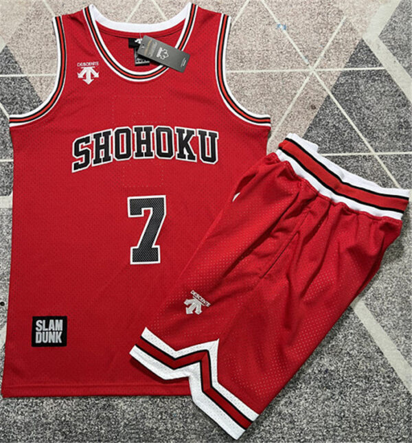 Men's Shohoku #7 Ryota Miyagi Red Stitched Basketball Jersey And Shorts Suit