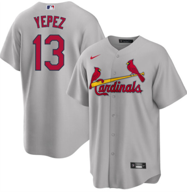 Men's St. Louis Cardinals #13 Juan Yepez Grey Cool Base Stitched Jersey