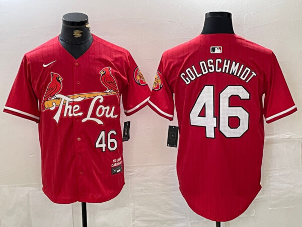 Men's St. Louis Cardinals #46 Paul Goldschmidt Red 2024 City Connect Stitched Baseball Jerseys