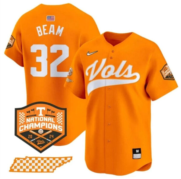 Men's Tennessee Volunteers #32 Drew Beam Orange 2024 Champions Vapor Limited Stitched Jersey