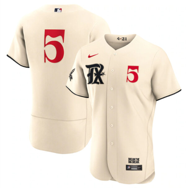 Men's Texas Rangers #5 Corey Seager Cream 2023 City Connect Flex Base Stitched Baseball Jerseys