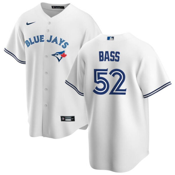 Men's Toronto Blue Jays #52 Anthony Bass White Cool Base Stitched Jersey