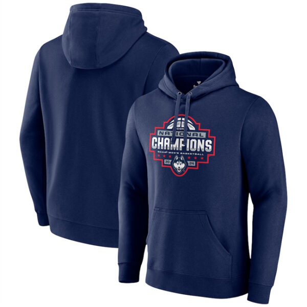 Men's UConn Huskies Navy 2024 Basketball National Champions Logo Pullover Hoodie