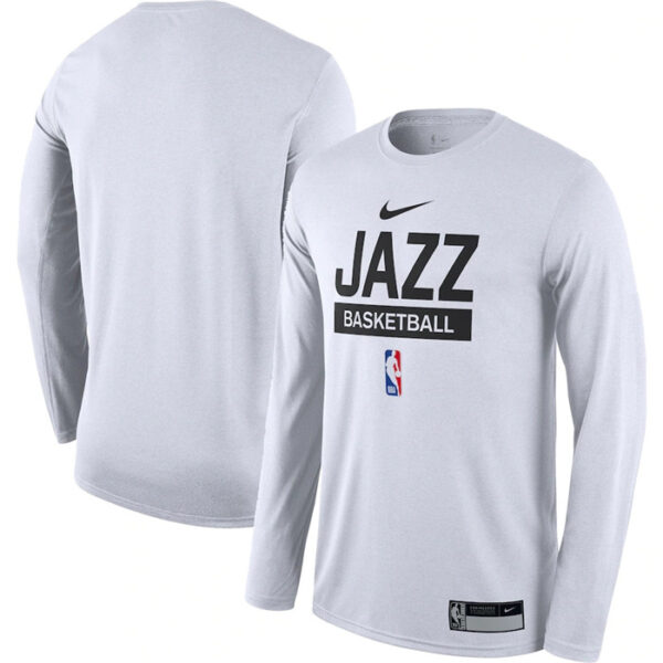 Men's Utah Jazz White 2022 23 Legend On-Court Practice Performance Long Sleeve T-Shirt