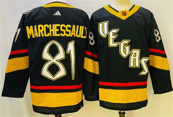 Men's Vegas Golden Knights #81 Jonathan Marchessault Black 2022-23 Reverse Retro Stitched Jersey