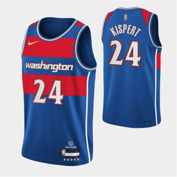 Men's Washington Wizards #24 Corey Kispert 75th Anniversary 2021 2022 Blue City Edition Swingman Stitched Jersey