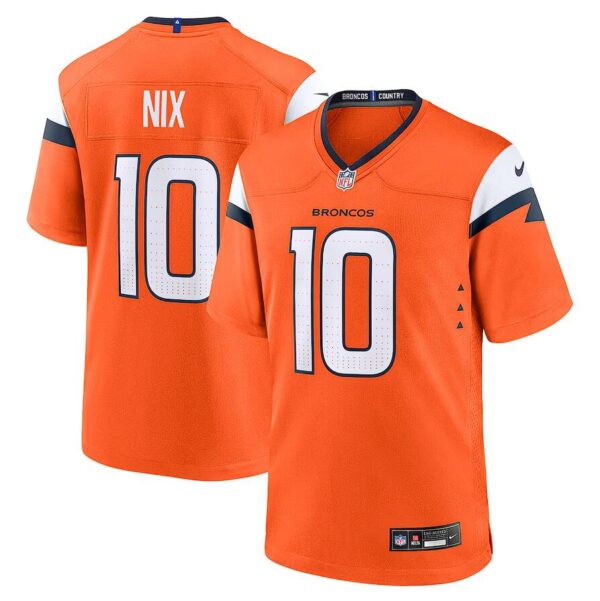 Denver Broncos #10 Bo Nix Orange 2024 NFL Draft First Round Pick Jersey