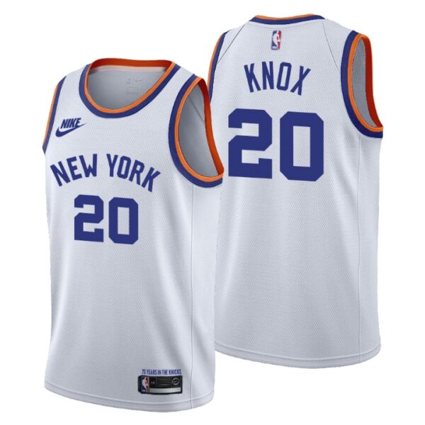 New York Knicks #20 Kevin Knox Men's Nike Releases Classic Edition NBA 75th Anniversary Jersey White