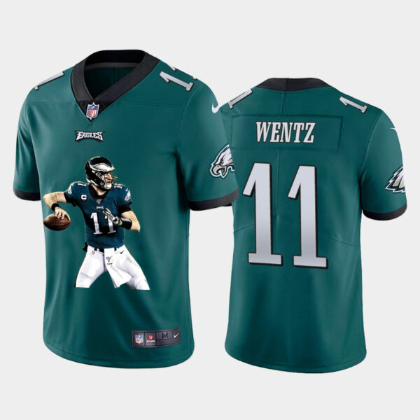 Nike Eagles 11 Carson Wentz Green Player Name Logo Vapor Untouchable Limited Jersey