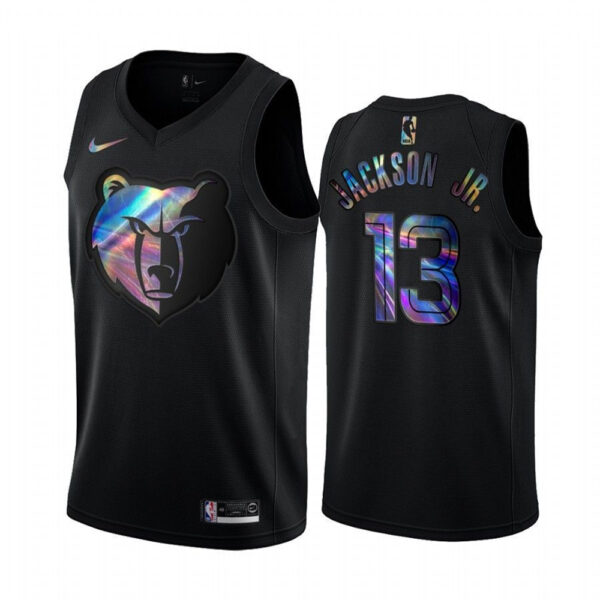 Nike Grizzlies #13 Jaren Jackson Jr. Men's Iridescent Holographic Collection NBA Jersey - Black