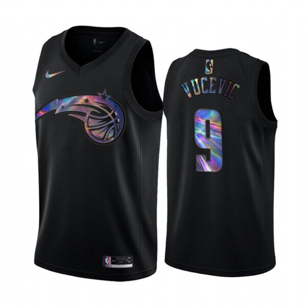 Nike Magic #9 Nikola Vucevic Men's Iridescent Holographic Collection NBA Jersey - Black