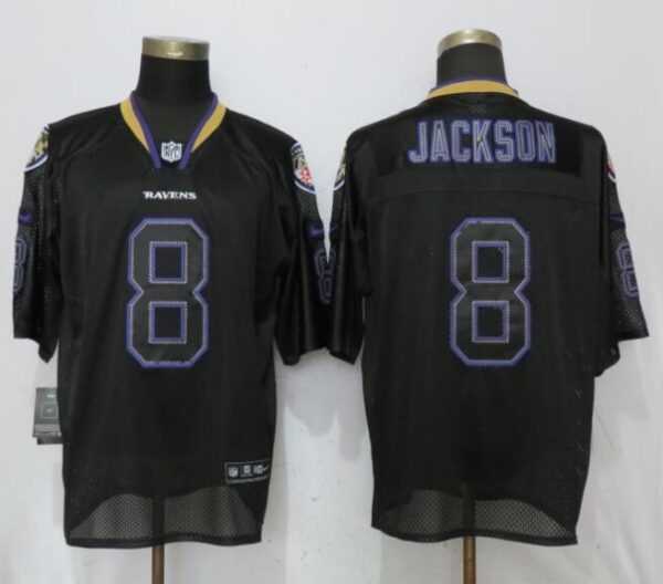 Nike Ravens 8 Lamar Jackson Black Lights Out Elite Jersey