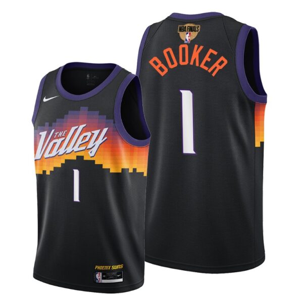 Nike Suns #1 Devin Booker Youth 2021 NBA Finals Bound City Edition Jersey Black