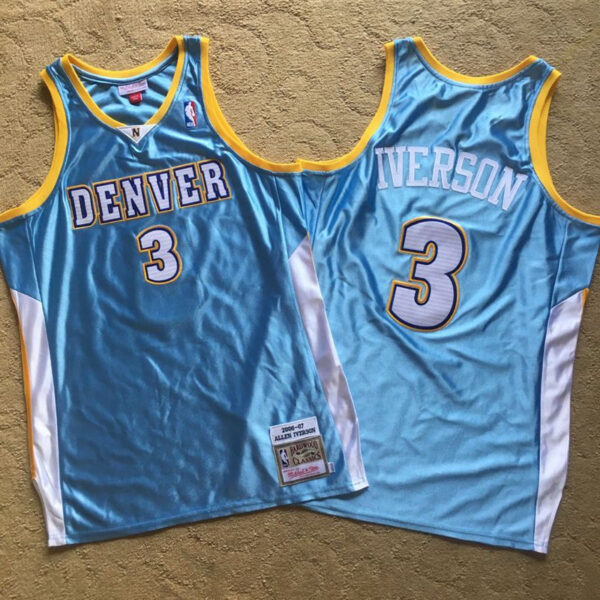 Nuggets 3 Allen Iverson Light Blue 2006-07 Hardwood Classics Swingman Jersey