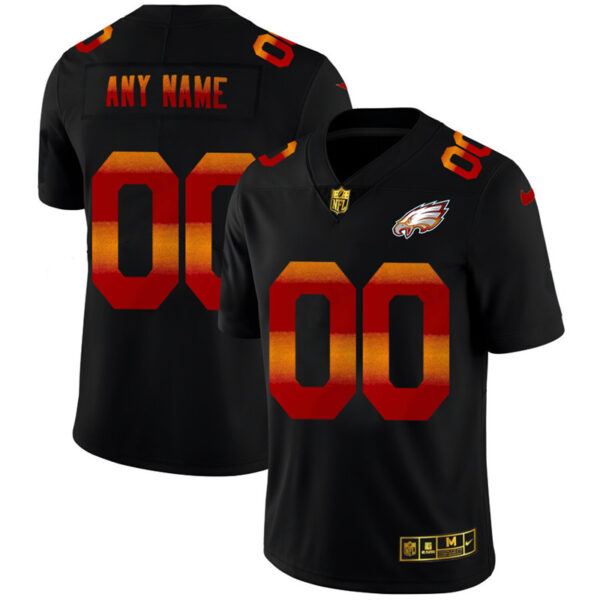 Philadelphia Eagles Custom Men's Black Nike Red Orange Stripe Vapor Limited NFL Jersey