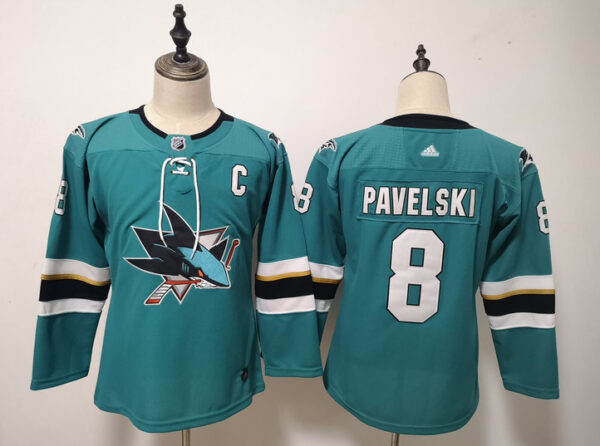 Sharks 8 Joe Pavelski Teal Youth Adidas Jersey