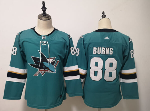 Sharks 88 Brent Burns Teal Youth Adidas Jersey