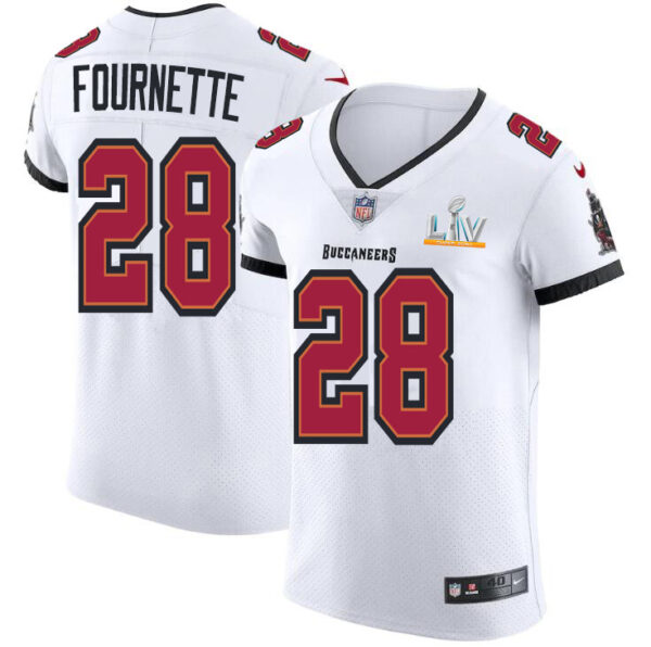 Tampa Bay Buccaneers #28 Leonard Fournette Men's Super Bowl LV Bound Nike White Vapor Elite Jersey