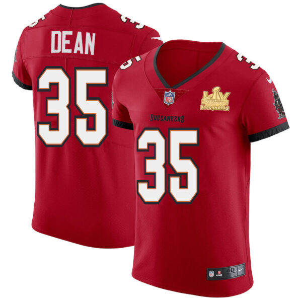 Tampa Bay Buccaneers #35 Jamel Dean Men's Super Bowl LV Champions Patch Nike Red Vapor Elite Jersey