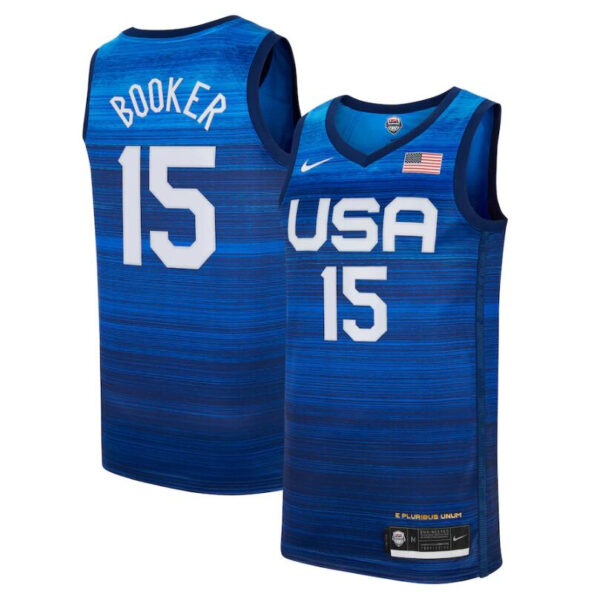 Team USA 15 Booker Navy 2021 Olympics Basketball Swingman Jersey