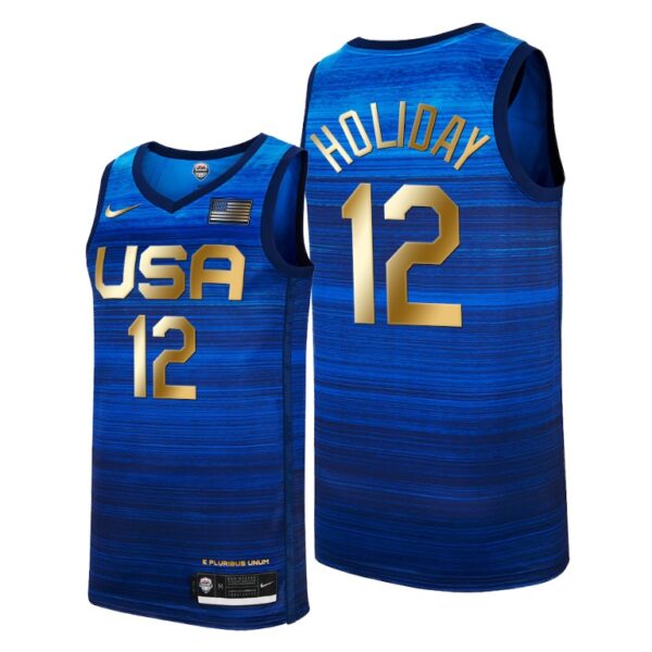 USA Dream Team #12 Jrue Holiday 2021 Tokyo Olymipcs Nike Basketball Jersey Blue