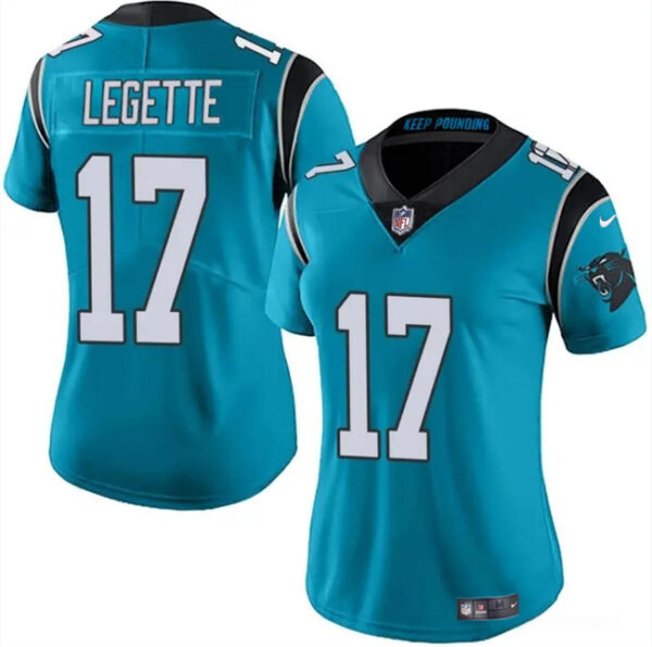 Women's Carolina Panthers #17 Xavier Legette Blue Vapor Stitched Jersey(Run Small)