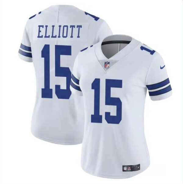 Women's Dallas Cowboys #15 Ezekiel Elliott White Vapor Limited Stitched Football Jersey(Run Small)