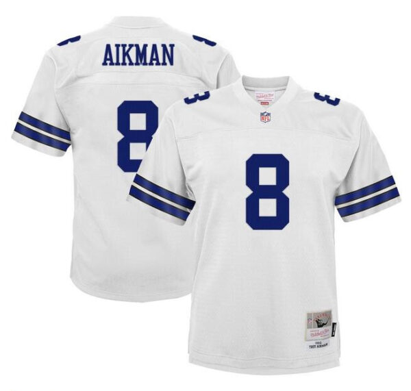 Women's Dallas Cowboys #8 Troy Aikman White Mitchell & Ness Stitched Football Jersey(Run Small)