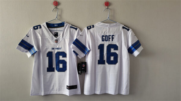 Women's Detroit Lions #16 Jared Goff White Vapor Stitched Jersey(Run Smaller)