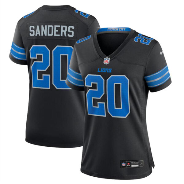 Women's Detroit Lions #20 Barry Sanders Black 2nd Alternate Stitched Jersey(Run Smaller)