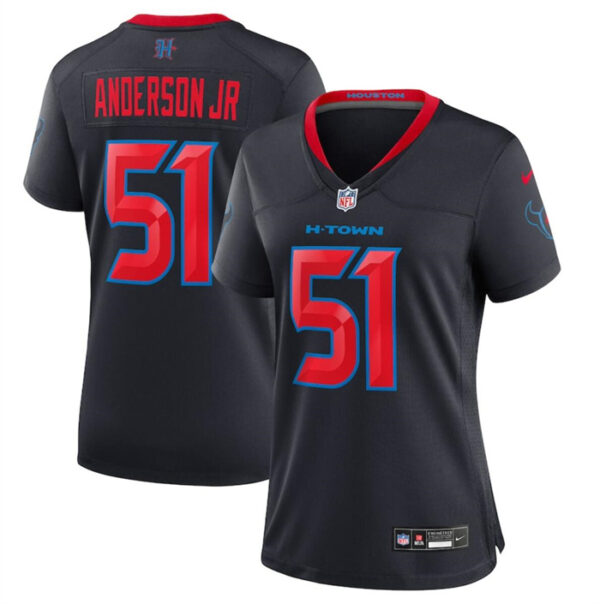 Women's Houston Texans #51 Will Anderson Jr. Navy 2024 2nd Alternate Stitched Jerseys