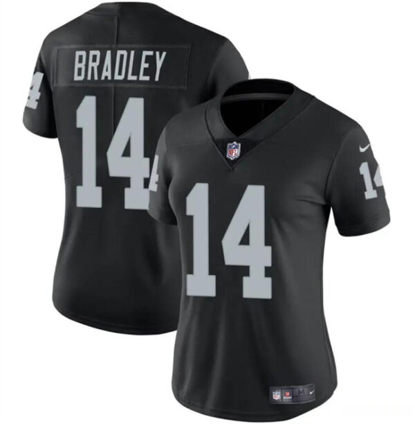 Women's Las Vegas Raiders #14 Carter Bradley Black Vapor Stitched Jersey(Run Small)