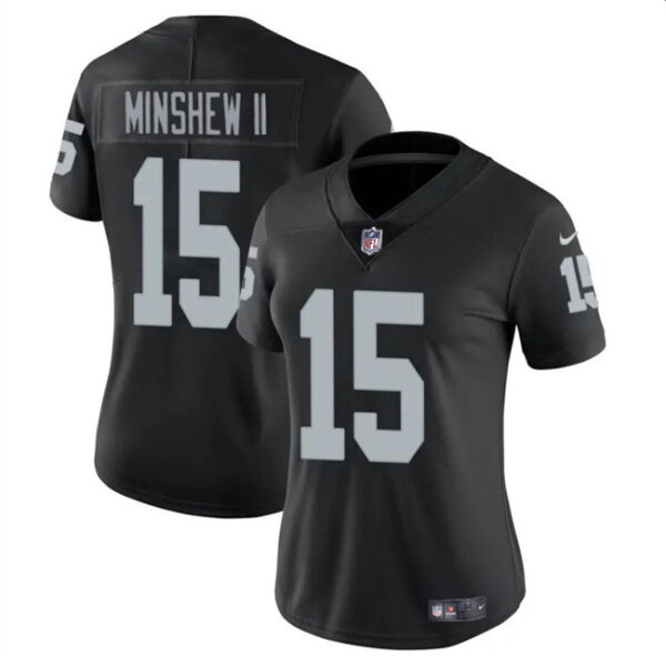 Women's Las Vegas Raiders #15 Gardner Minshew II Black Vapor Stitched Jersey(Run Small)