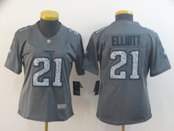 Women Nike Cowboys 21 Ezekiel Elliott Gray Camo Women Vapor Untouchable Limited Jersey