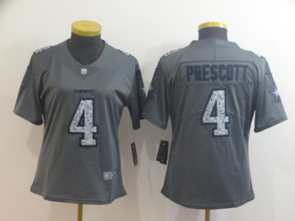 Women Nike Cowboys 4 Dak Prescott Gray Camo Women Vapor Untouchable Limited Jersey