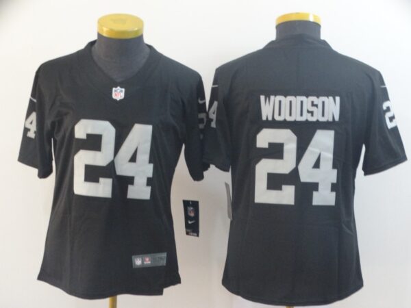 Women Nike Raiders 24 Charles Woodson Black Women Vapor Untouchable Limited Jersey