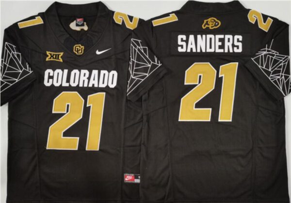 Youth Colorado Buffaloes #21 Shilo Sanders Black 2024 With Big 12 XII Patch 2024 F.U.S.E. Stitched Football Jersey