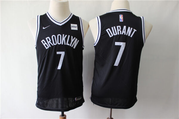 Youth Nets 7 Kevin Durant Black Youth Nike Swingman Jersey