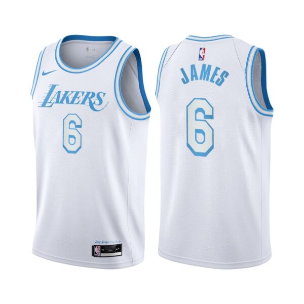 Youth Nike Lakers #6 LeBron James White Youth NBA Swingman 2020-21 City Edition Jersey